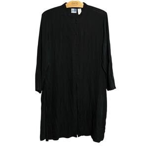 Luxurious 4U Black Silk Tunic Dress Mandarin Style Size 3X